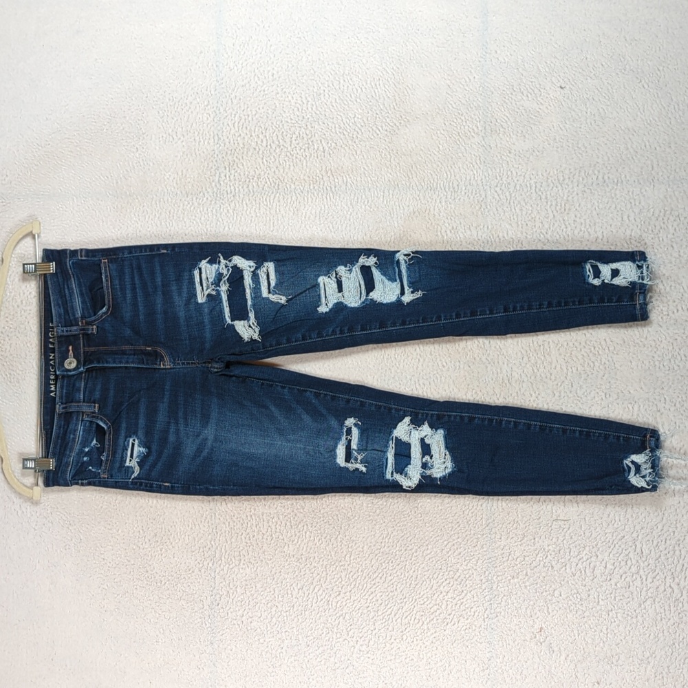 American Eagle Women's Dark Wash Patchwork Hi-Ris… - image 1